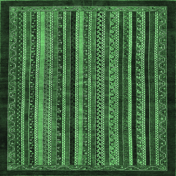 Square Machine Washable Abstract Emerald Green Modern Area Rugs, wshabs641emgrn
