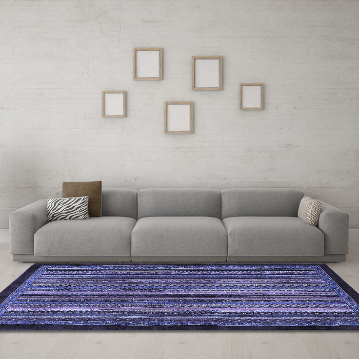 Machine Washable Abstract Blue Modern Rug in a Living Room, wshabs641blu