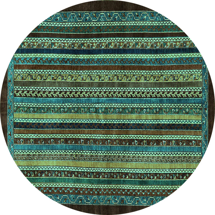 Round Abstract Turquoise Modern Rug, abs641turq