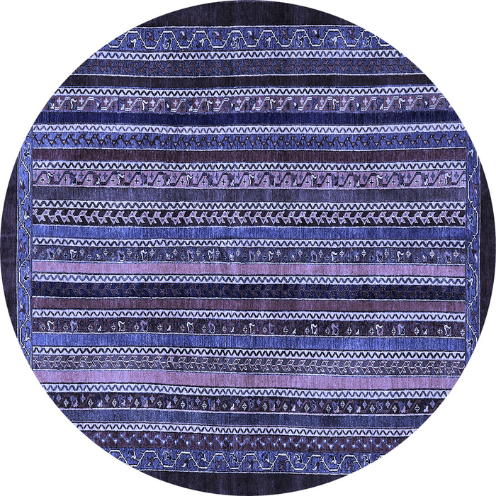 Round Abstract Blue Modern Rug, abs641blu