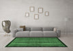 Machine Washable Abstract Emerald Green Modern Area Rugs in a Living Room,, wshabs641emgrn