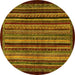 Round Machine Washable Abstract Yellow Modern Rug, wshabs641yw