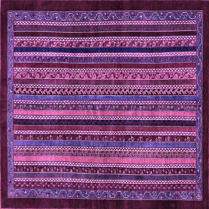Square Machine Washable Abstract Purple Modern Area Rugs, wshabs641pur