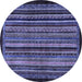 Round Machine Washable Abstract Blue Modern Rug, wshabs641blu