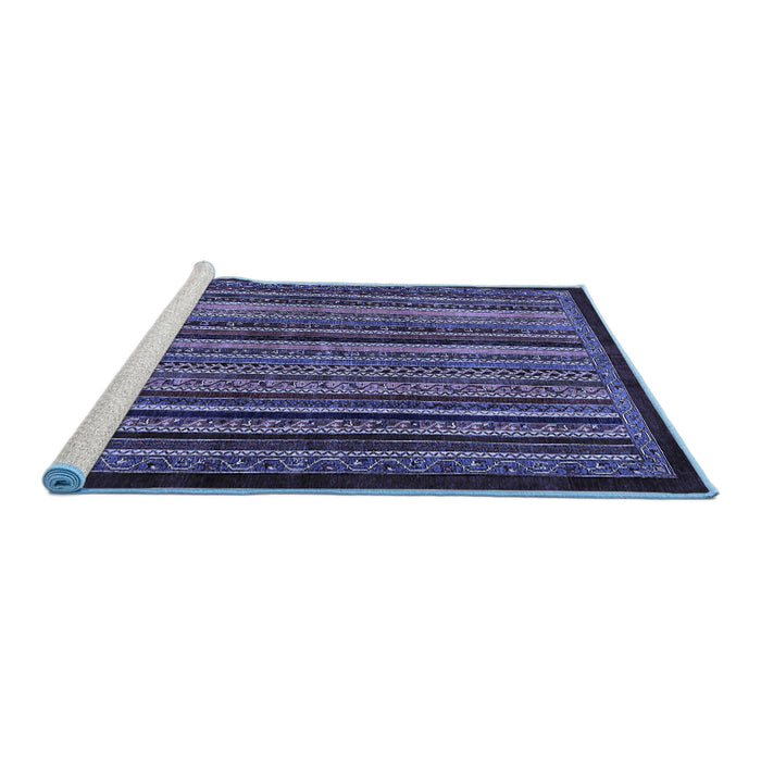 Sideview of Machine Washable Abstract Blue Modern Rug, wshabs641blu