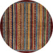 Round Machine Washable Abstract Dark Almond Brown Rug, wshabs641