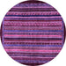 Round Machine Washable Abstract Purple Modern Area Rugs, wshabs641pur