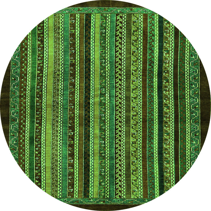 Round Machine Washable Abstract Green Modern Area Rugs, wshabs641grn