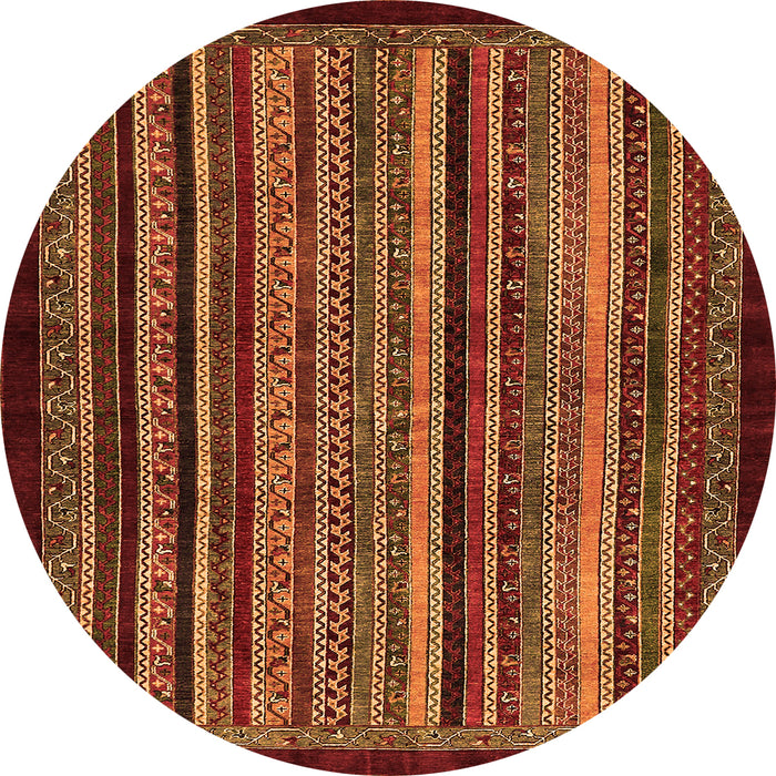 Round Machine Washable Abstract Orange Modern Area Rugs, wshabs641org