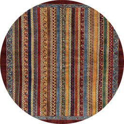 Round Abstract Dark Almond Brown Modern Rug, abs641