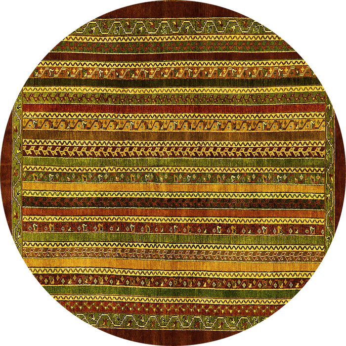 Round Abstract Yellow Modern Rug, abs641yw