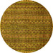 Round Oriental Yellow Modern Rug, abs642yw