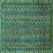 Square Machine Washable Oriental Turquoise Modern Area Rugs, wshabs642turq