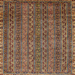 Square Abstract Red Oriental Rug, abs642