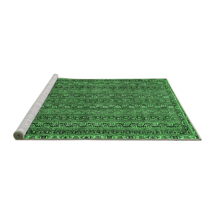 Sideview of Machine Washable Oriental Emerald Green Modern Area Rugs, wshabs642emgrn