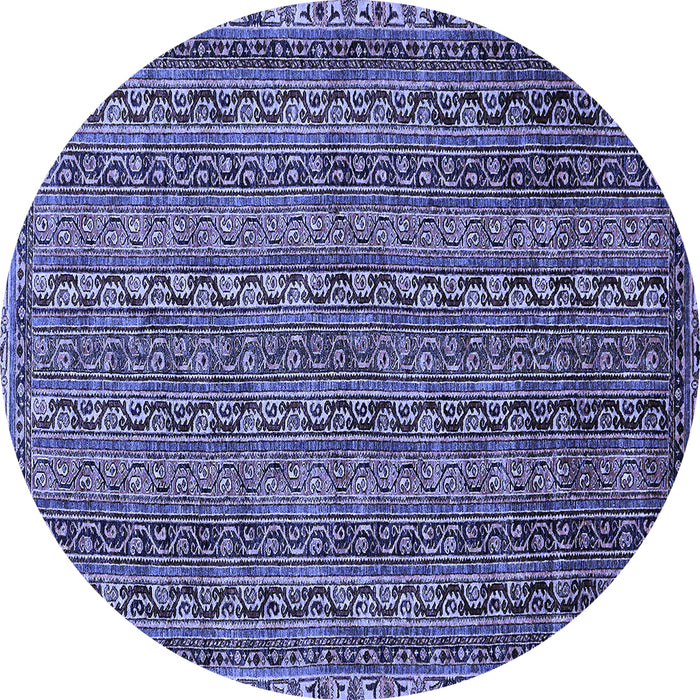 Round Machine Washable Oriental Blue Modern Rug, wshabs642blu