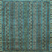 Square Machine Washable Oriental Light Blue Modern Rug, wshabs642lblu