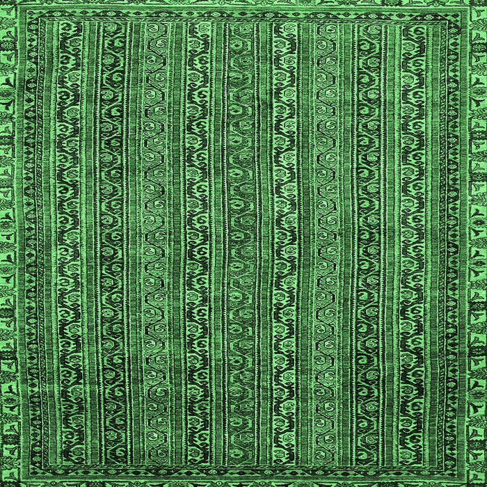 Square Machine Washable Oriental Emerald Green Modern Area Rugs, wshabs642emgrn