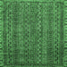 Square Machine Washable Oriental Emerald Green Modern Area Rugs, wshabs642emgrn