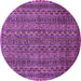 Round Machine Washable Oriental Purple Modern Area Rugs, wshabs642pur