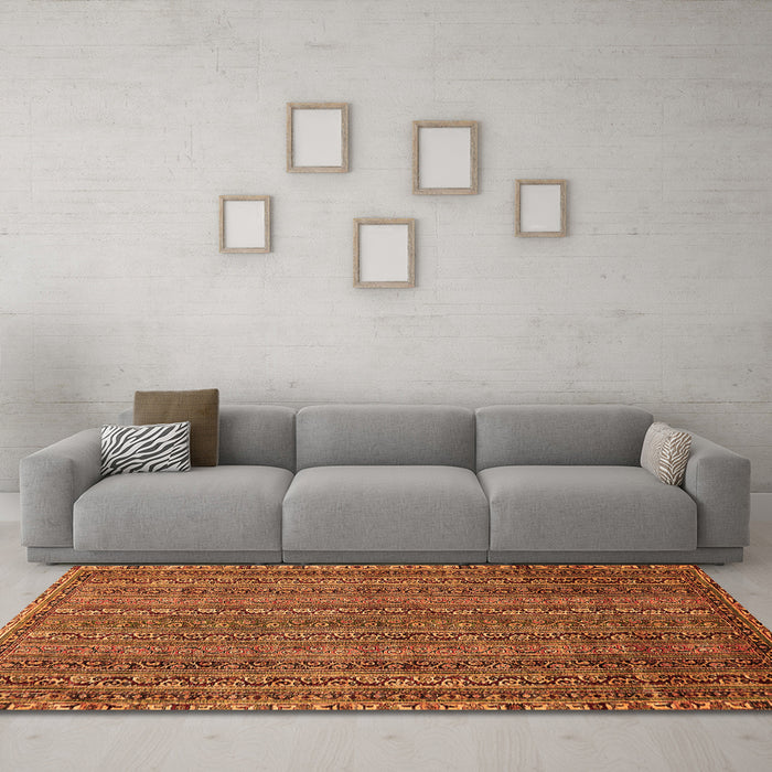 Machine Washable Oriental Orange Modern Area Rugs in a Living Room, wshabs642org