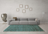 Machine Washable Oriental Light Blue Modern Rug, wshabs642lblu