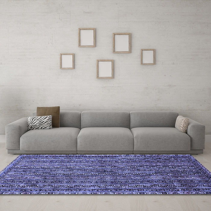 Machine Washable Oriental Blue Modern Rug in a Living Room, wshabs642blu