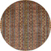 Round Abstract Red Oriental Rug, abs642