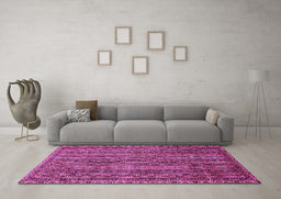 Machine Washable Oriental Pink Modern Rug in a Living Room, wshabs642pnk