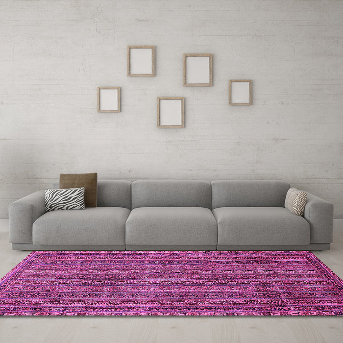 Machine Washable Oriental Pink Modern Rug in a Living Room, wshabs642pnk