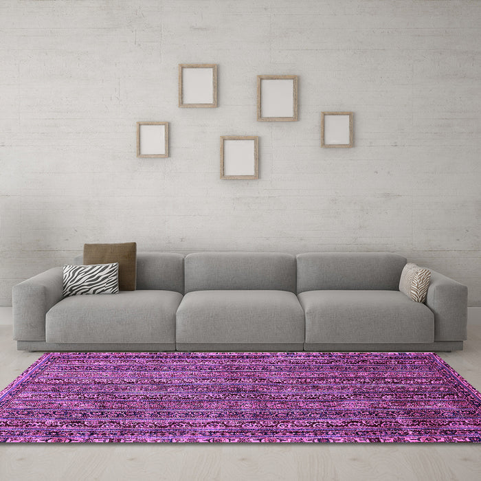 Machine Washable Oriental Purple Modern Area Rugs in a Living Room, wshabs642pur