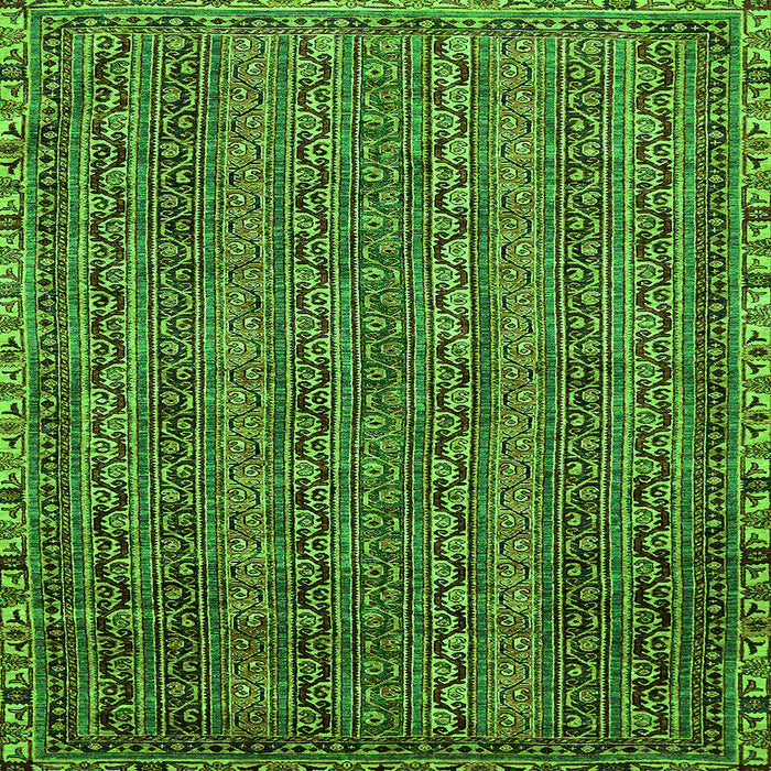Square Machine Washable Oriental Green Modern Area Rugs, wshabs642grn