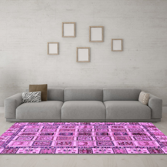 Machine Washable Oriental Purple Modern Area Rugs in a Living Room, wshabs643pur