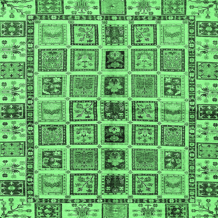 Square Machine Washable Oriental Emerald Green Modern Area Rugs, wshabs643emgrn
