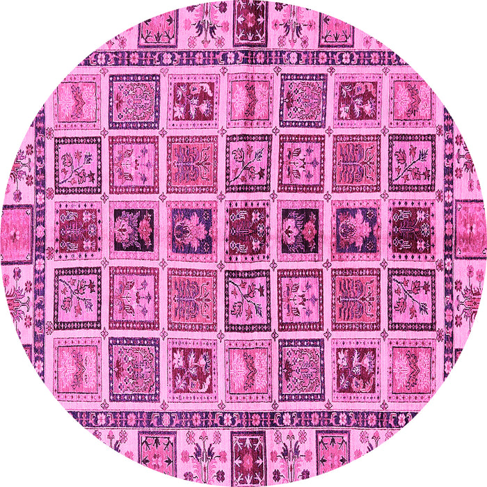 Round Oriental Pink Modern Rug, abs643pnk