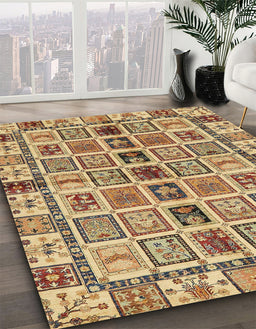 Machine Washable Abstract Chrome Gold Yellow Rug in a Family Room, wshabs643