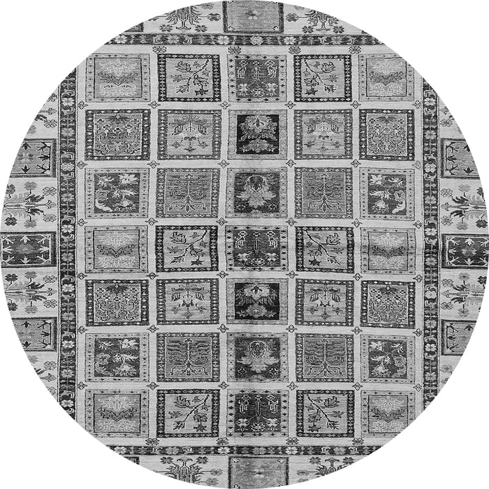 Round Machine Washable Oriental Gray Modern Rug, wshabs643gry