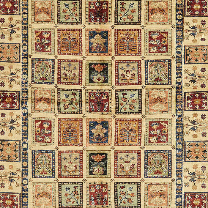 Abstract Chrome Gold Yellow Oriental Rug, abs643