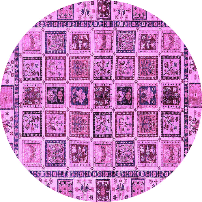 Round Machine Washable Oriental Purple Modern Area Rugs, wshabs643pur
