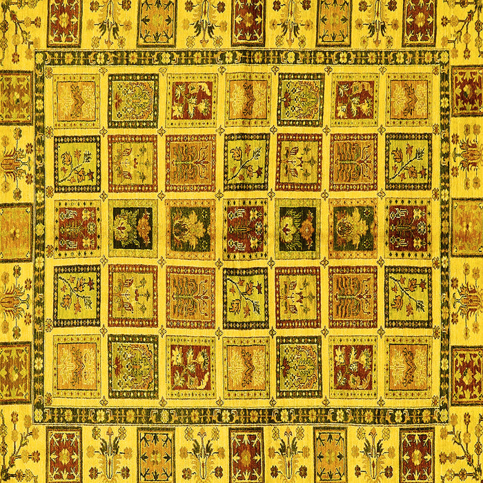 Square Machine Washable Oriental Yellow Modern Rug, wshabs643yw