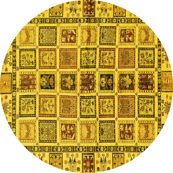 Round Oriental Yellow Modern Rug, abs643yw
