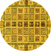 Round Oriental Yellow Modern Rug, abs643yw