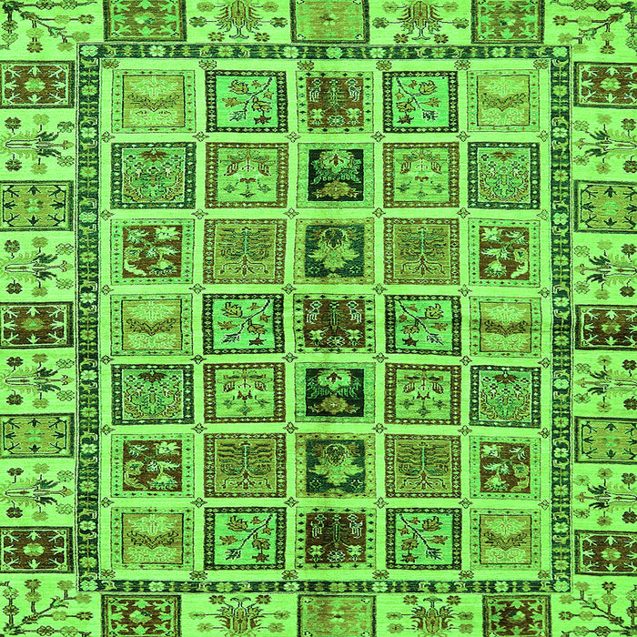 Square Machine Washable Oriental Green Modern Area Rugs, wshabs643grn