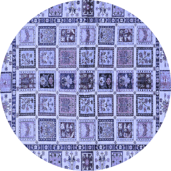 Round Machine Washable Oriental Blue Modern Rug, wshabs643blu