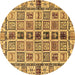 Round Oriental Brown Modern Rug, abs643brn