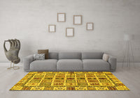 Machine Washable Oriental Yellow Modern Rug, wshabs643yw