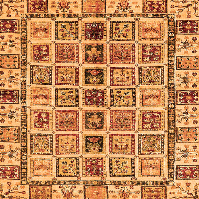 Square Machine Washable Oriental Orange Modern Area Rugs, wshabs643org