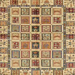 Square Abstract Chrome Gold Yellow Oriental Rug, abs643