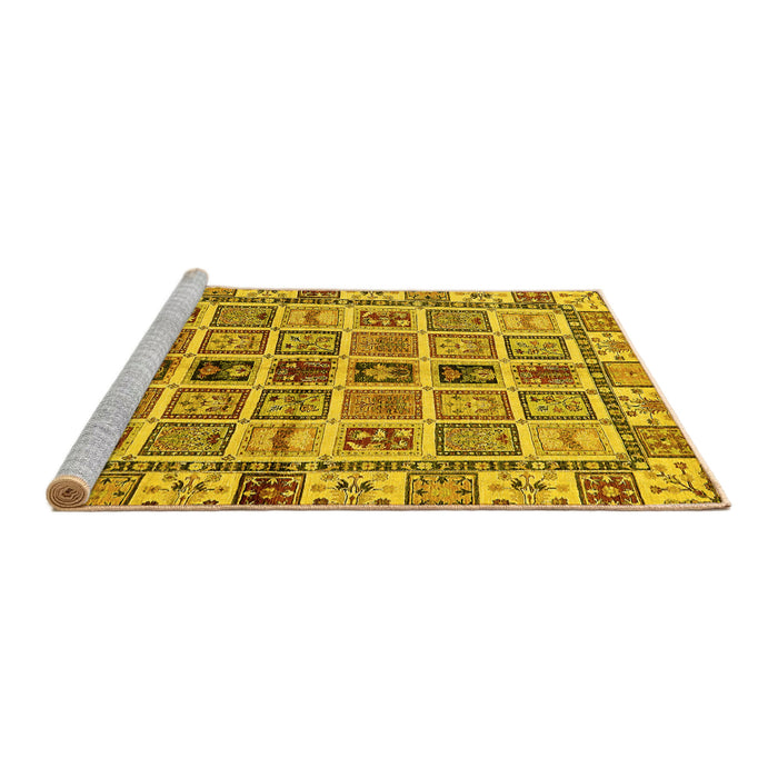 Sideview of Machine Washable Oriental Yellow Modern Rug, wshabs643yw