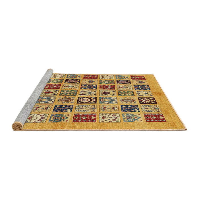 Sideview of Machine Washable Abstract Saffron Yellow Rug, wshabs644
